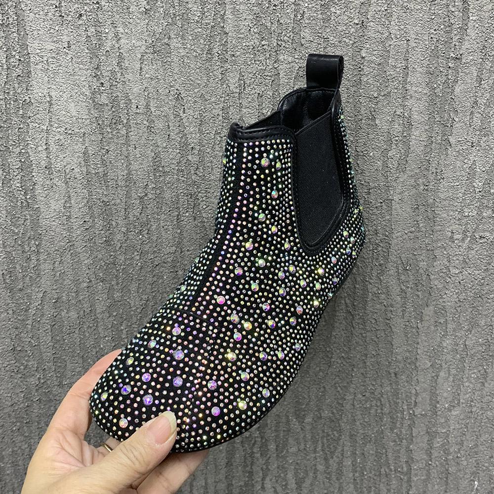 Winter Women Boots Warm Fur Snow Boots Fashion Rhinestone Ankel Boots AntiSlip Plush Casual Flats Boots Autumn Women Shoes
