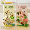 Cute MOC Windmill House model Micro Building Block Street View Model Mini Brick Toy for Children Desk Home Decoration