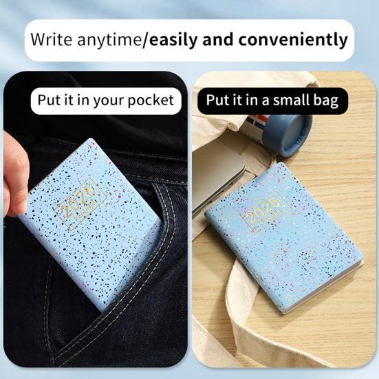 Thick Paper Notebook Smooth Writing No Ink Bleeding Faux Leather Cover 2025 Journal Pocket Size Ink-resistant Paper Planner