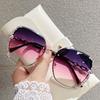 Luxury Brand Design Vintage Rimless Rhinestone Sunglasses Women Men Fashion Gradient Lens Sun Glasses Shades for Female
