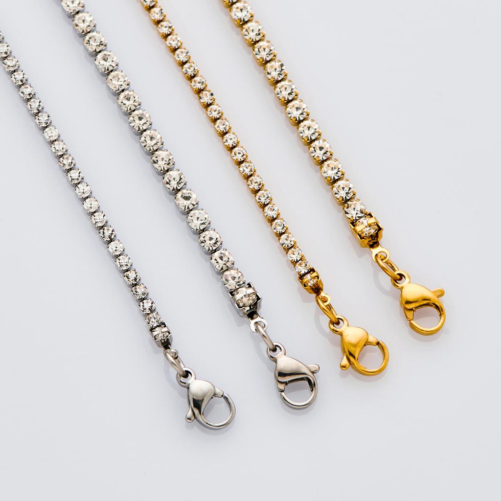 2/3/mm Width Stainless Steel Zircon Chain Bracelet Chain Gold/Silver color For Women Jewelry Wholesales