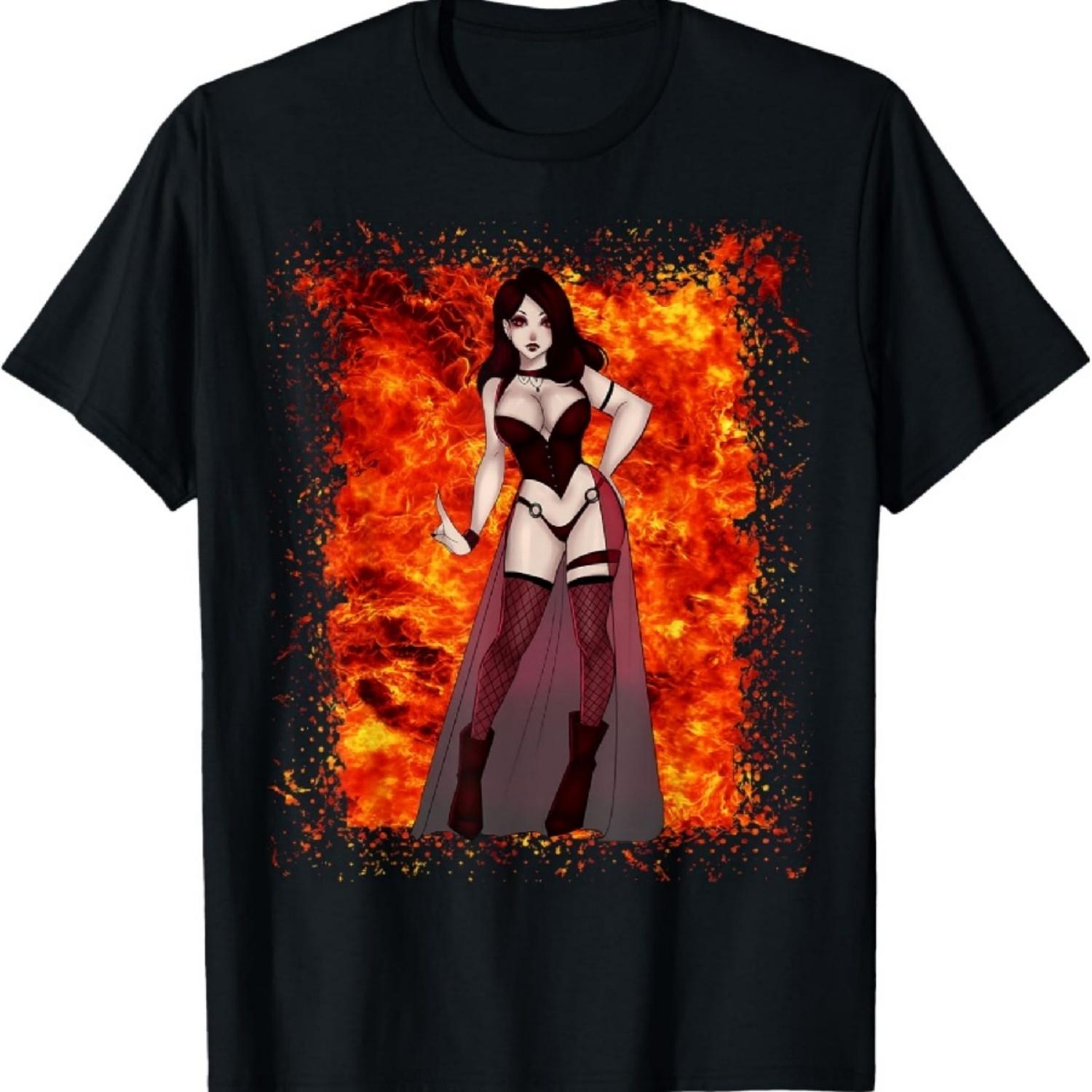 Miss Dracula Horror Monster Vampire Halloween Pin Up Girl T-Shirt XXXXXL разноцветный