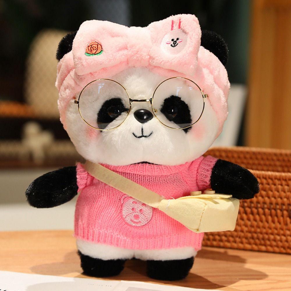 

Wearing Clothes Panda Plush Toys Fluffy Soft Panda Plush Doll Panda Stuffed Doll Room Decoration Pink-Head Belt