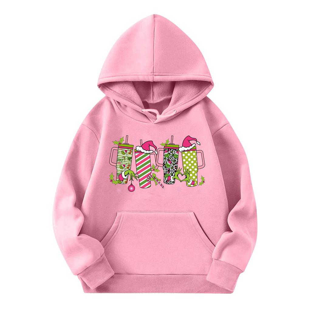 Child Fashion Lightweight Long Sleeve Pullover With Pockets Print Hoodie