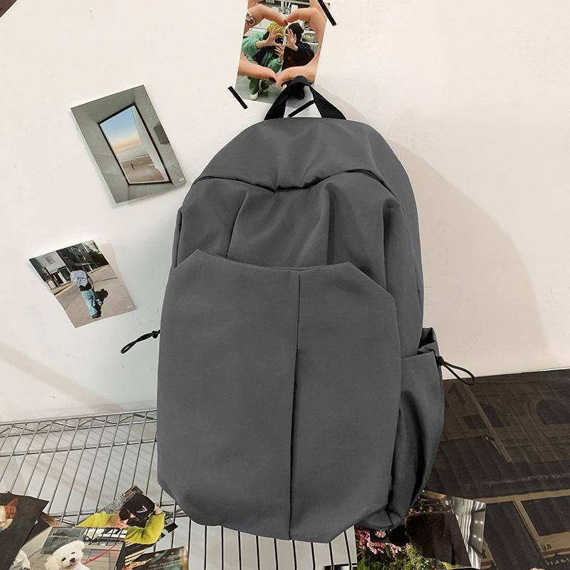 Schoolbag New Casual Backpack Large Capacity Simple Trendy Cool Computer Backpack Medium College Student Solid Color Schoolbag Lightweight