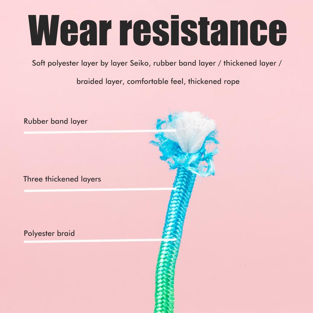 2 Pcs Jump Rope for Kids Adjustable Rainbow Jumping Rope with Wooden Handle for Outdoor Fun Sport