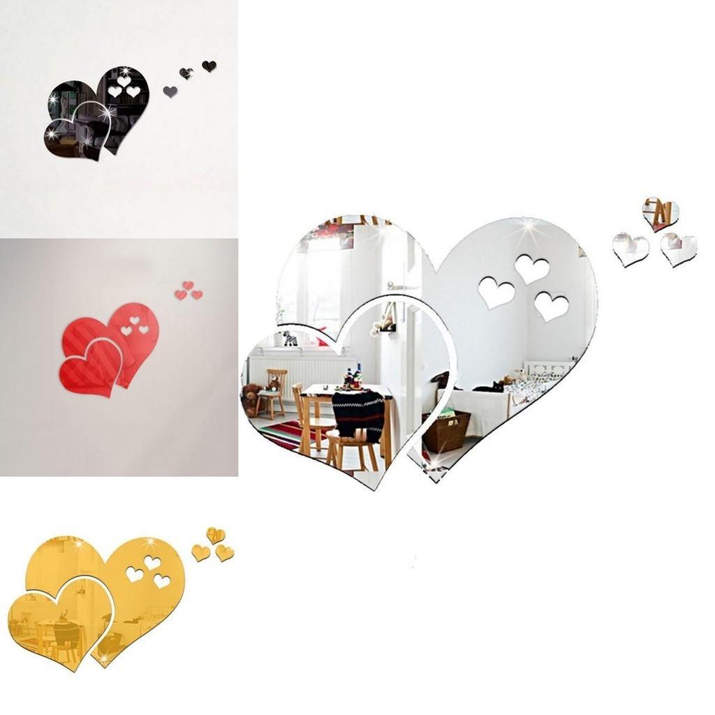 Stunning 3d Love Heart Mirror Wall Stickers Decal For Elegant Room Decoration