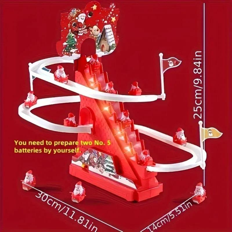 Christmas Climbing Slide Track Toy with Music and Light, Interactive Roller Coaster Playset Gift for Kids Desktop Decoration