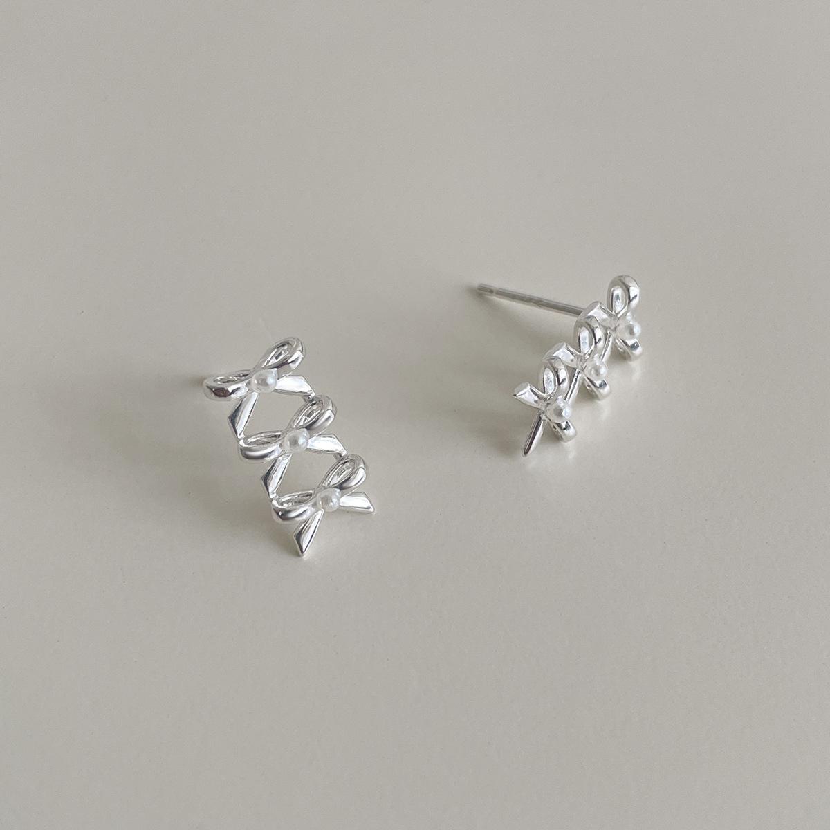 

Серьги-гвоздики в форме банта из серебра 925 пробы, женские, легкие, роскошные, высококачественные, милые серьги, нишевый дизайн, украшения для ушей 925 silver needle