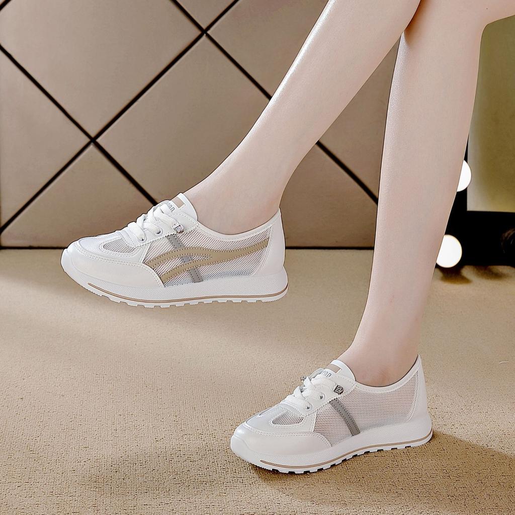 Summer New Popular Little White Shoes Women's Mesh Soft Sole Ins Trendy Sports Shoes Flat Bottom Showing Feet Elementary School Running Shoes