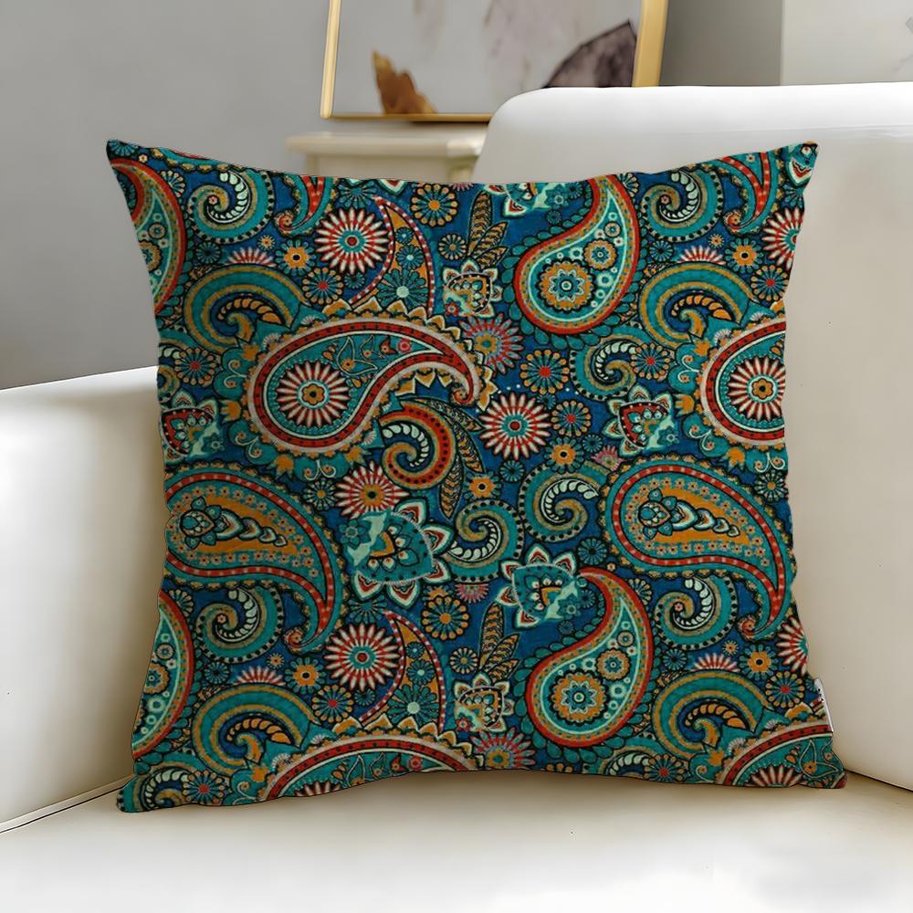 Trendy Ppaisleyed Cushion Cover Soft EasyWash Pillow Case Versatile for Couch Bed Travel and Office