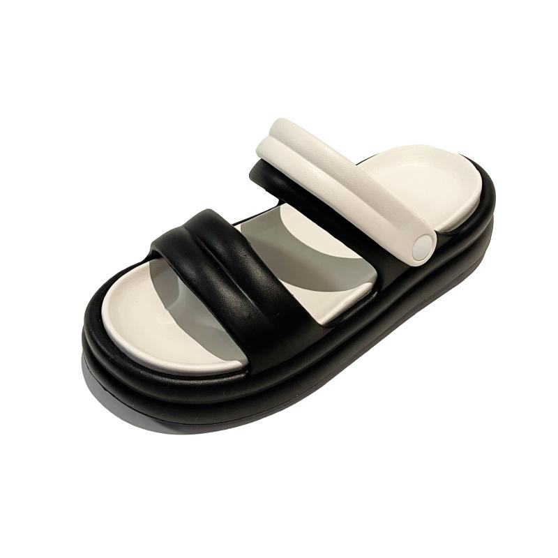 

Женские сандалии, летние дышащие песочные тапочки из ЭВА с толстой подошвой и двумя пирсингами 36 чёрный