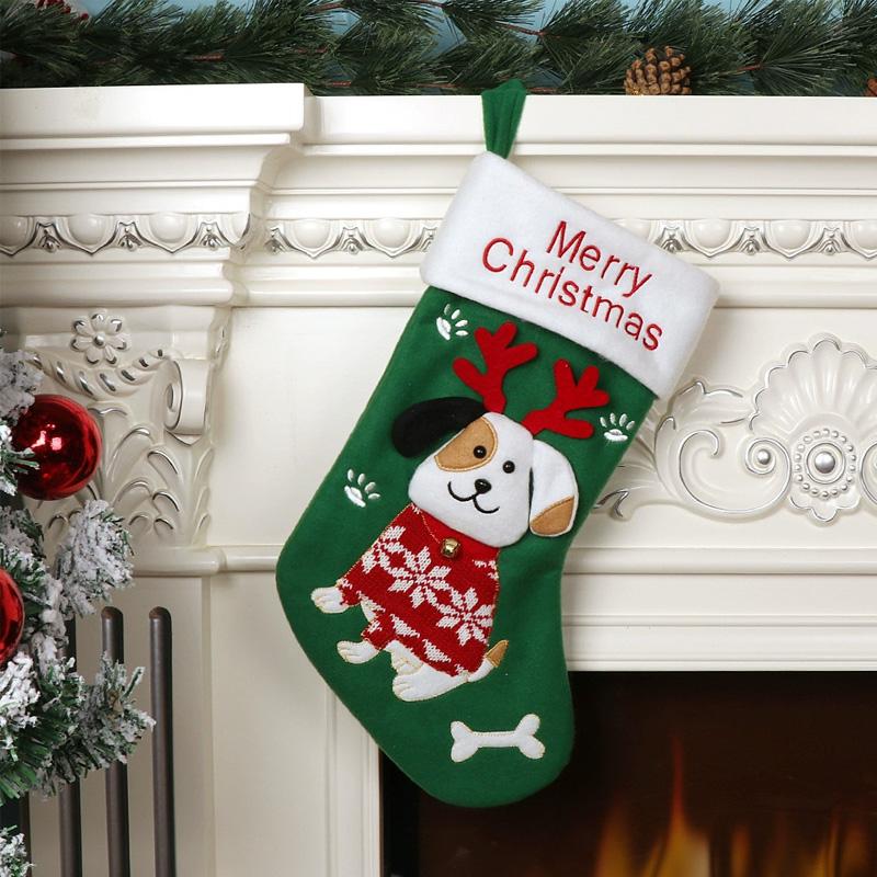 1Pc Christmas Socks Festive Attire Non-woven Fabric Party Supplies Dog Pattern Christmas Christmas Decorative Socks Cat Pattern