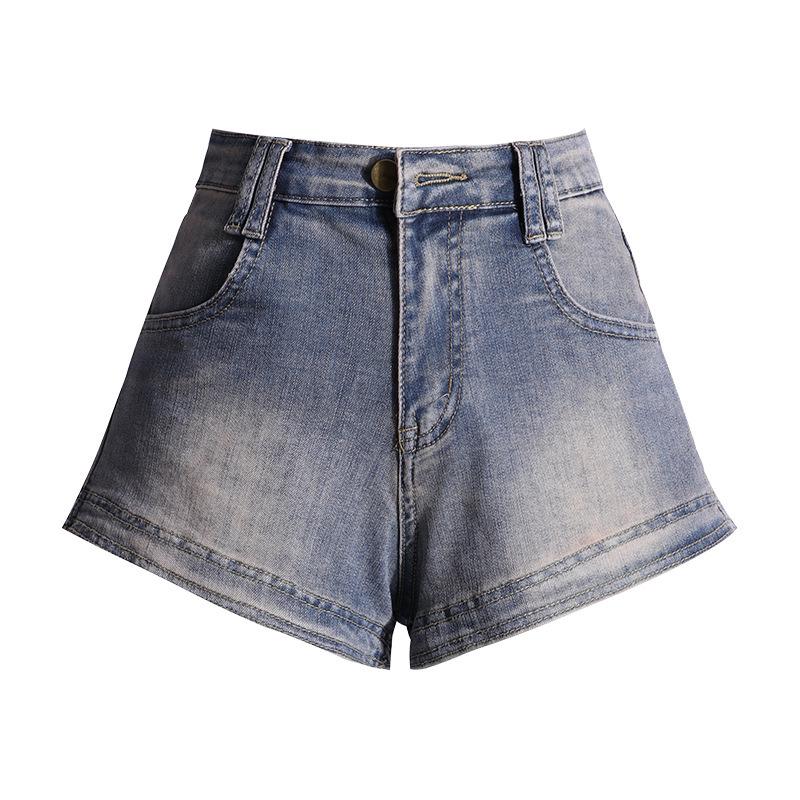 "2025 High-Waist Retro Distressed Slim Fit Denim Shorts for Women"
