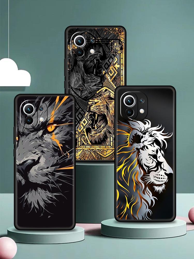 Cross Pattern Bicolor Lion Phone Case Cover for Xiaomi Mi 17 15 14 13 12 11 Ultra 15T 14T 13T 12T 11T Pro Lite 5G Soft TPU Shell