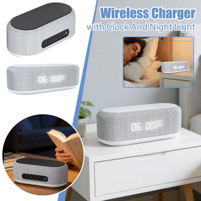 Wireless Charger (with Clock And Night Light) — A Multifunctional Charging Station That Doubles As A Bedside Alarm Clock And Ambient Light