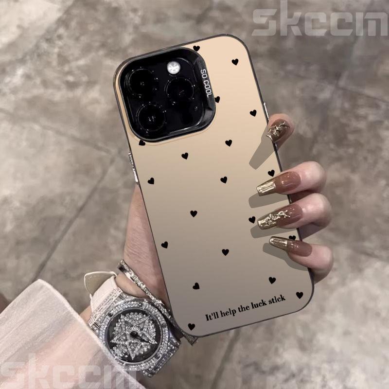 Black Minimalist Style Small Heart Pattern Phone Case For Samsung Galaxy S20 S21 S22 S23 S24 S25 Plus Ultra FE A53 A54 A55 Cover