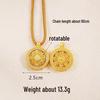 Ancient Gold Sand Eight-Treasure Compass Blessing Necklace - Chinese Retro Copper Alloy Jewelry