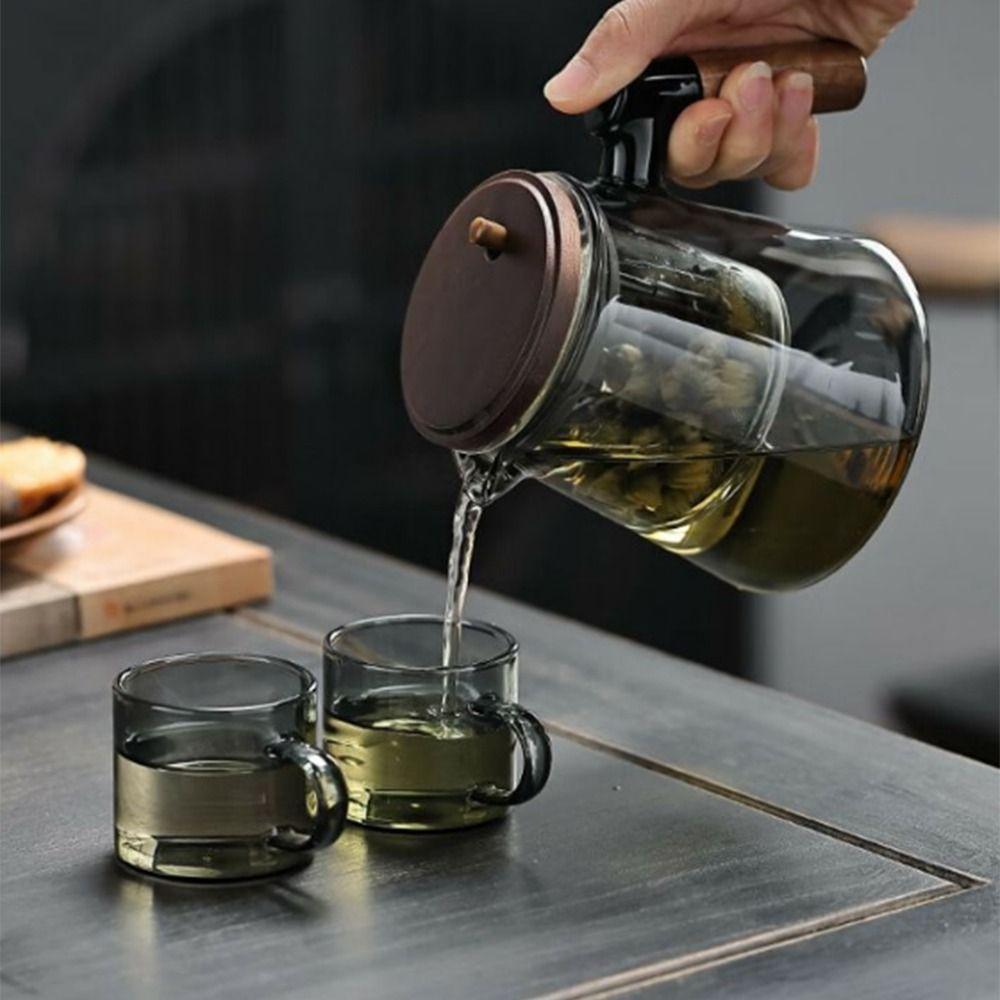 Creative Tea separation Glass Teapot 650ML One-button Filtering Teapot  Office