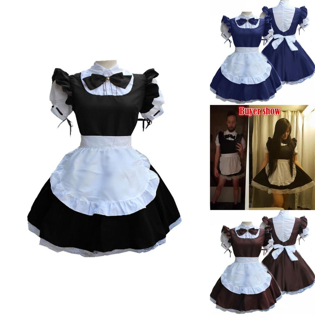 Vestito da cameriera rétro a maniche corte da donna con colletto da bambola carino ed estetica da principessa