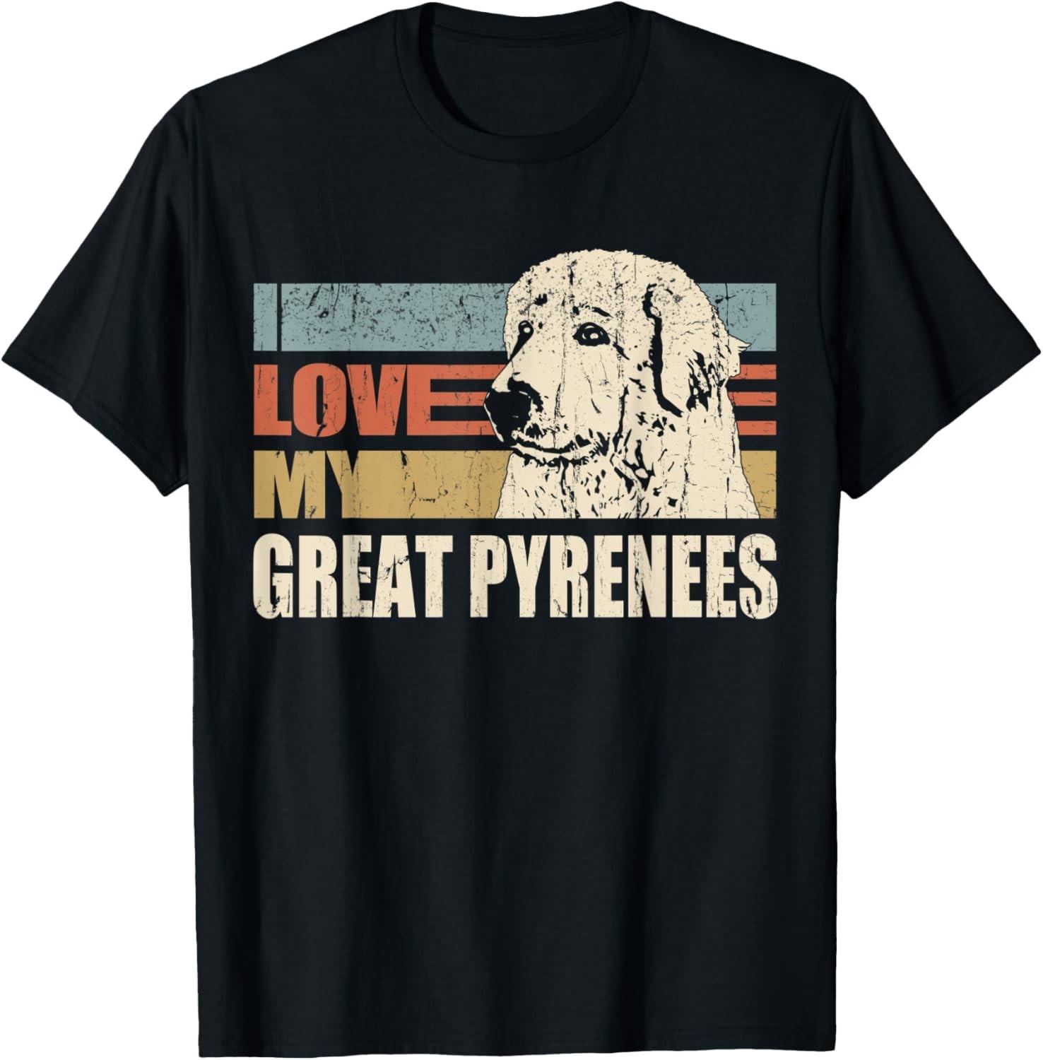 I Love My Great Pyrenees Cool Dog Vintage Retro T-Shirt XXL