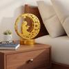 Gold Ramadan Night Light Crescent Pattern Ramadan Desk Ornament Moon Castle LED Light  Living Room