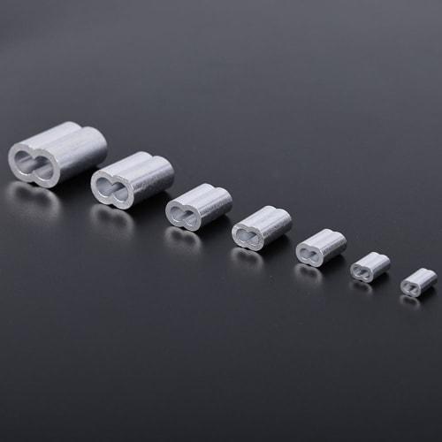 240-Piece Wire Rope Sleeve Clips, Wire Rope Thimbles, 1.2mm/1.5mm/2mm/2.5mm/3mm/4mm/5mm Crimp Sleeves for Crimping Machines