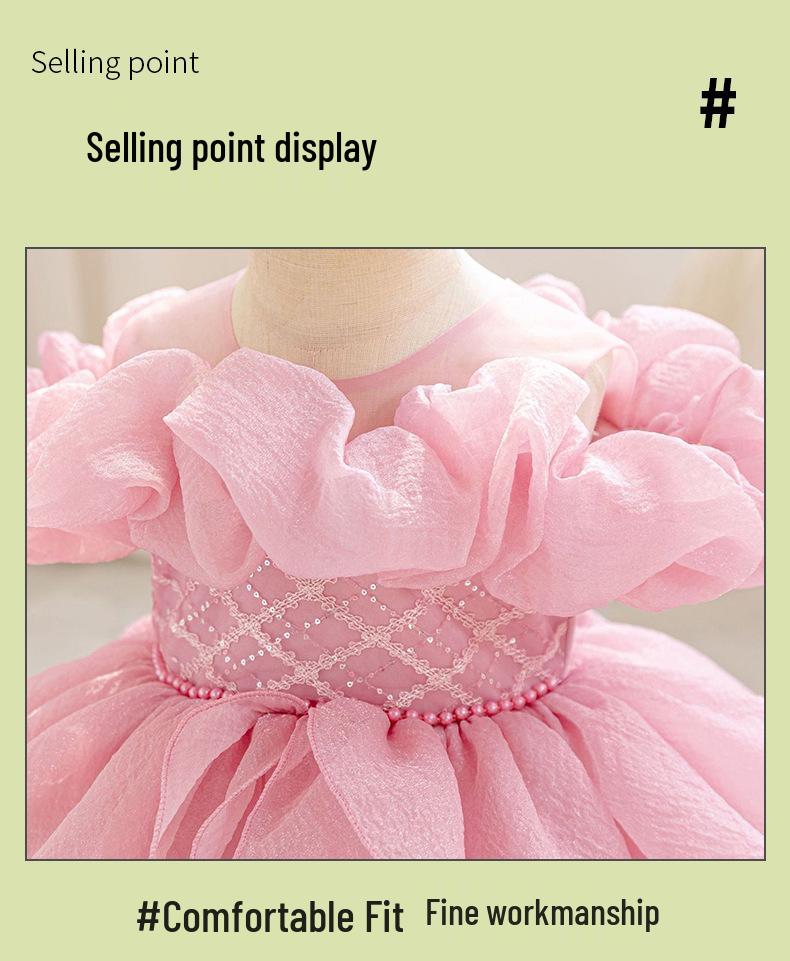Vestito Sequin Principessa Lolita: Abito per la Festa del Primo Compleanno del Bambino