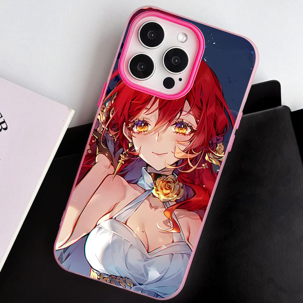 HSR Himeko Jelly Double layer Rose Red Mobile Phone Case for iPhone 17 16 15 14 13 12 11 Air Pro Max Plus Protective