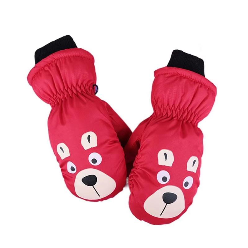Thick Warm Children Ski Gloves Non-slip Cartoon Waterproof Mittens Winter Cute Sports Gloves for 3-10 Years Old Kids Boys Girls