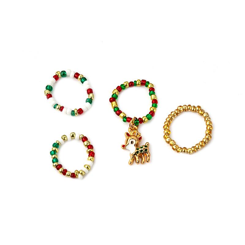2023 Autumn/Winter Christmas Colorful Patchwork Beaded Finger Rings Collection