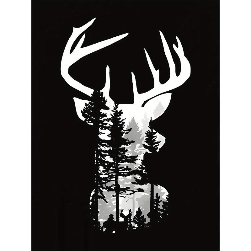 European sizes Women's Casual Short Sleeve T-Shirt with Forest Stag Graphic Print - Soft Stretch Round Neck Tee