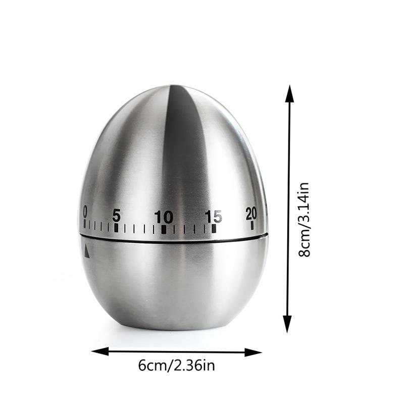 Stainless Steel Egg/Apple Shaped Manual Mechanical Kitchen Timer (battery Free) Countdown Cooking Tool with Loud Sound Reminder