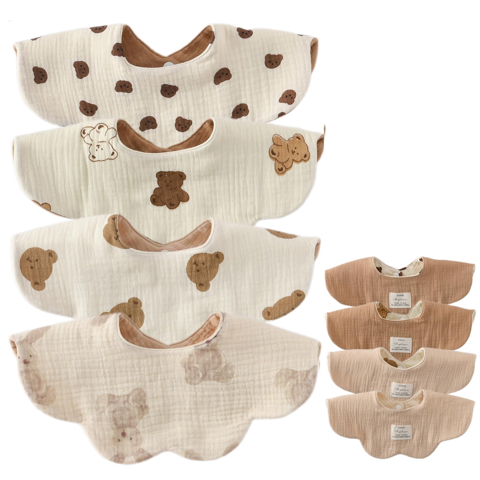 

Set of 4 Baby for Girls and Stylish Newborn Solid Mealtime Baby Baby Shower Gift [GoUseGo] Bibs, Double-Sided, 6-Layer Gauze, Boys, Bibs, 360-Degree