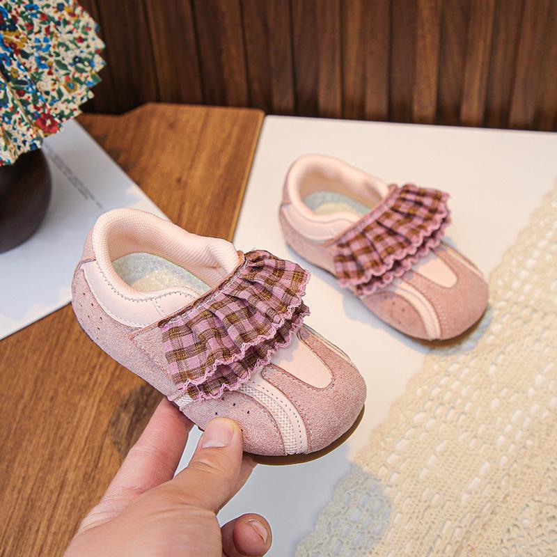 

New German training shoes for children2026Spring and Autumn Korean Style Girls Sweet Bowknot Casual Sneakers 23Inner Length14.5cm розовый