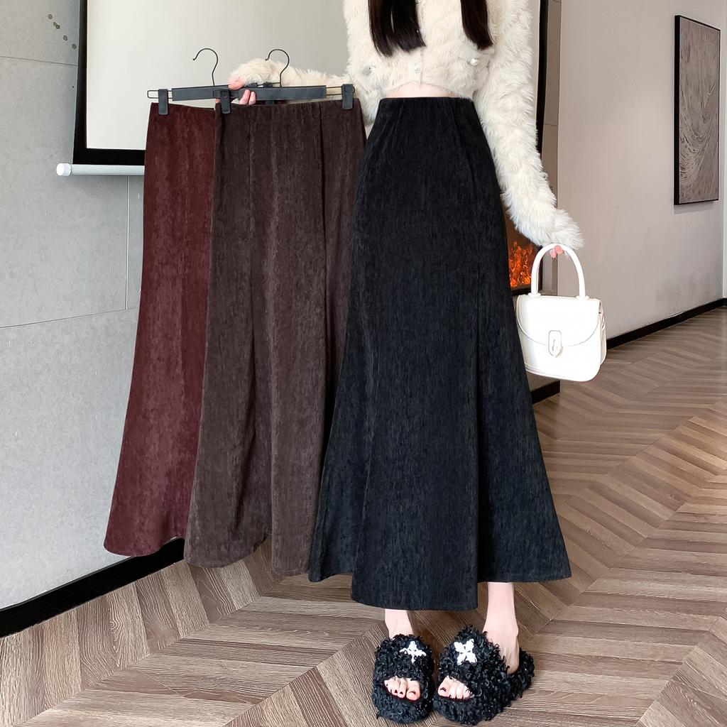 Small-scented Elegant Skirt for Women In Autumn Latest High-waisted Slim Fish Tail Skirt Hip-covered Long Skirt