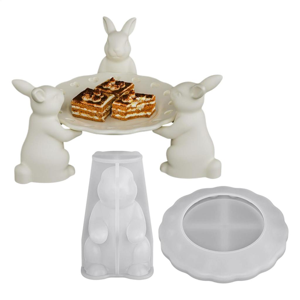 Rabbit Tray Mould 3D Cute Silicone Home Decorations Easter Rabbit Mold for Thanksgiving Holidays Party Offices Home Room Desk