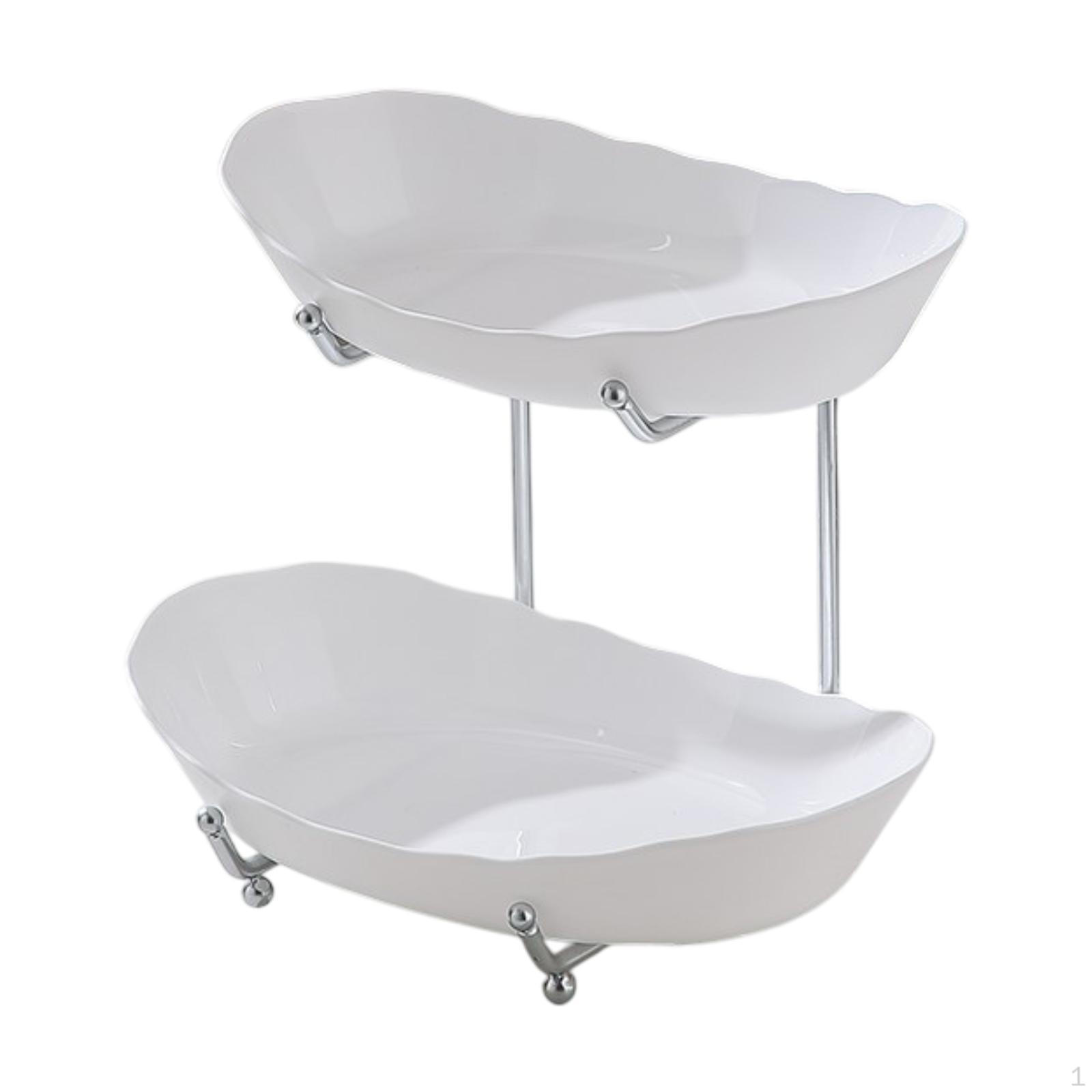 Многослойная фруктовая чаша для кухонного стола, поднос для торта, стильный многоцелевой съемный сервировочный набор Double Layers Silver