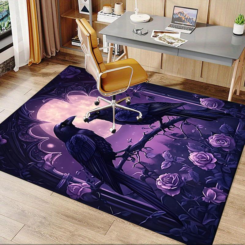 Raven Moonlit Garden Chair Mat Office Carpet, Oversized Rug for Home Decor, Sofa Mat, Desk Pad Gift,