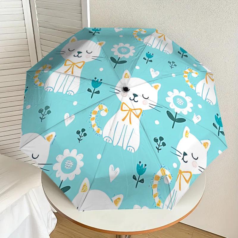 1pc Cute Cats Automatic Umbrella Durable Iron Frame & Plastic Handle, Gift for Men & Women, Sturdy Construction yy250905157