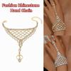 Versatile Rhinestone Hand Chain Fashion Finger Chain Ring Bracelet  for Weddings