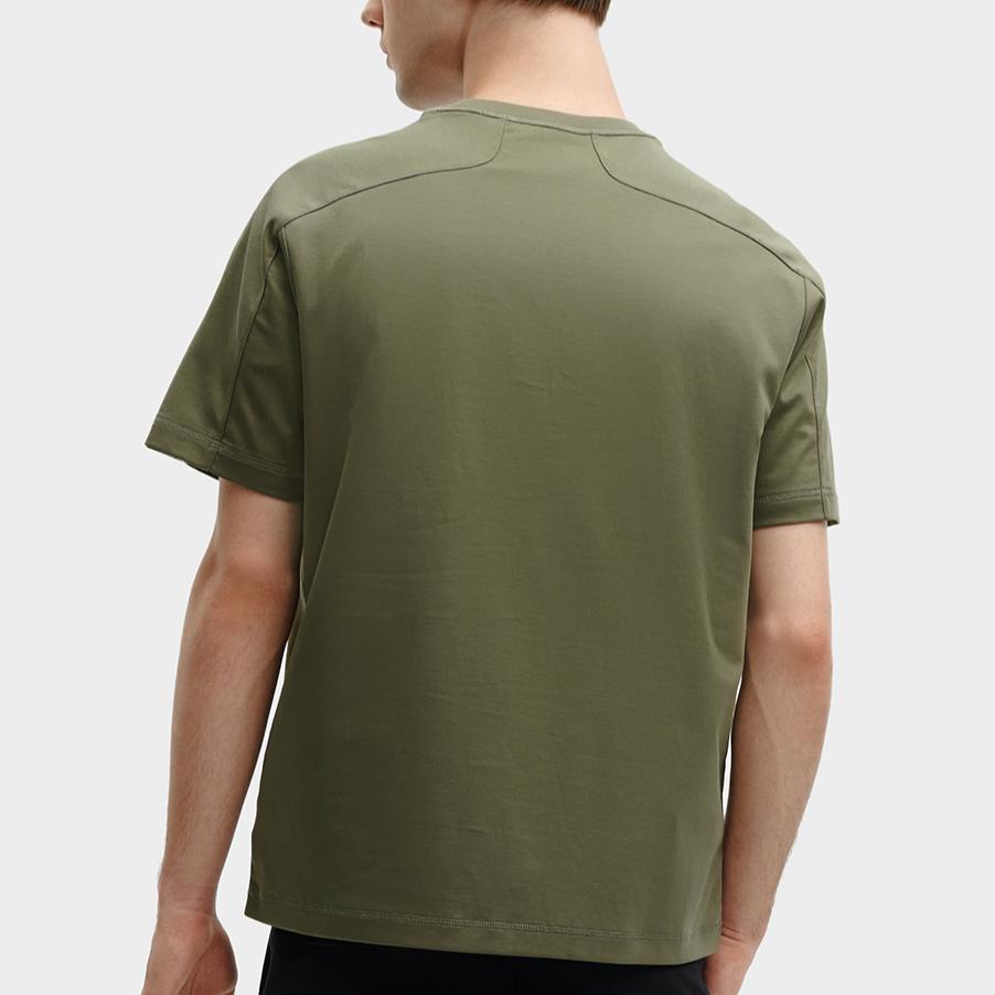 FILA Letter Logo Printed Round Neck Casual Short Sleeve T-Shirt Men Tops Banana-Coffee F11M418103F-DG