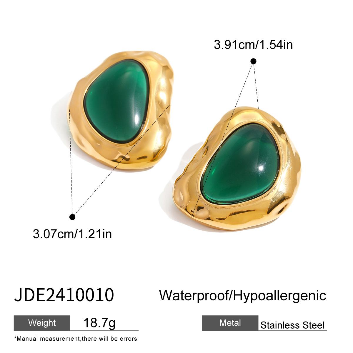 European and American stainless steel resin retro stud earrings niche earrings titanium steel earrings