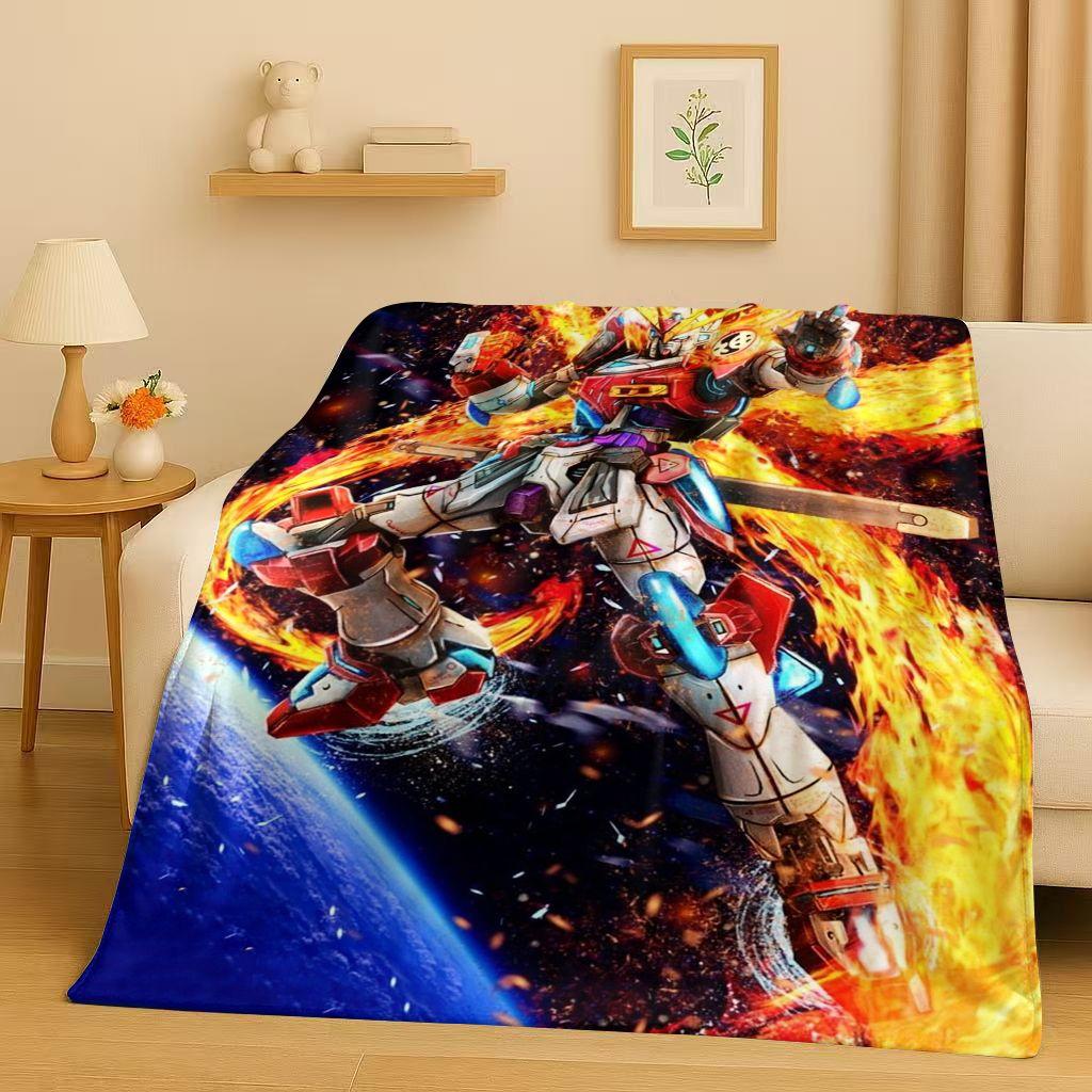 Sanrio Gundam Robot Cartone Animato Regalo di Natale Coperta in Flanella, Coperta Morbida Calda in Peluche per Casa Camera da Letto Letto Divano Copertura Ufficio