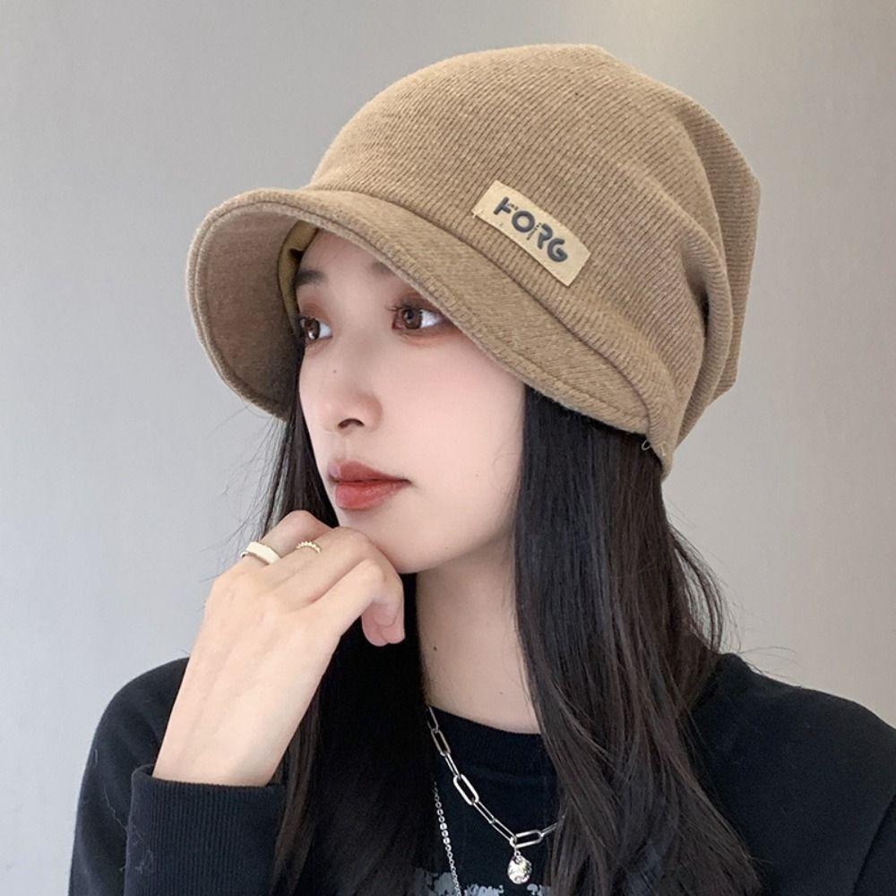 Elastic Knitted Hat Soft Mask Woolen Hat Versatile Pullover Cap  Women
