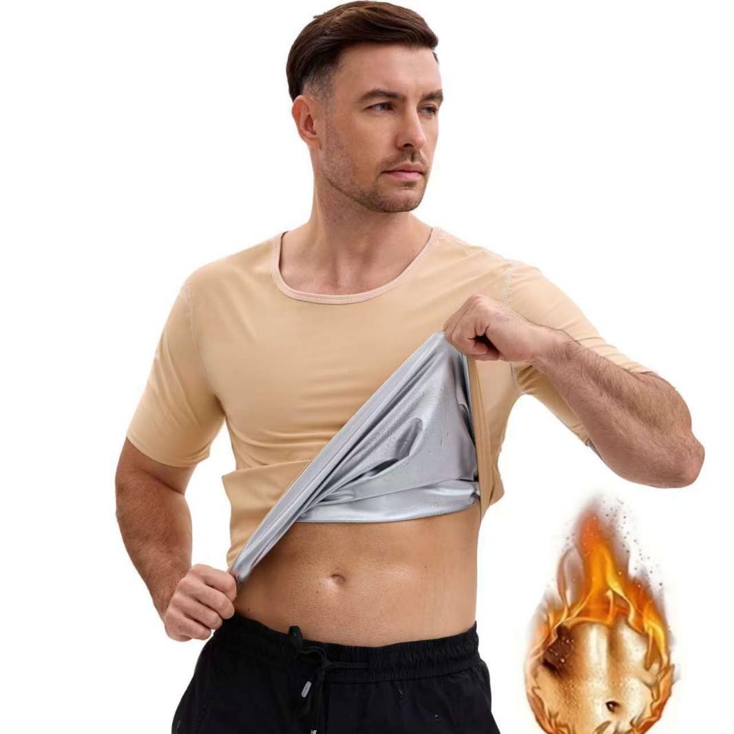 

Мужской корсет для формирования фигуры, вызывающий потоотделение, в европейском и американском стиле, для контроля живота, с коротким рукавом, спортивный топ Small / Medium