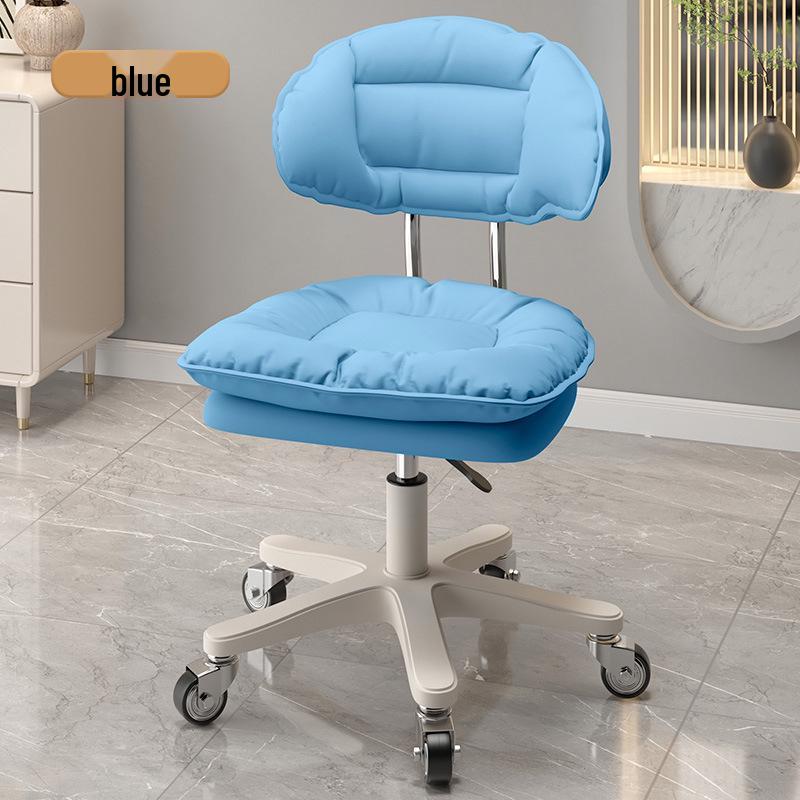 Modern Minimalist Adjustable Beauty Stool with Casters and Backrest