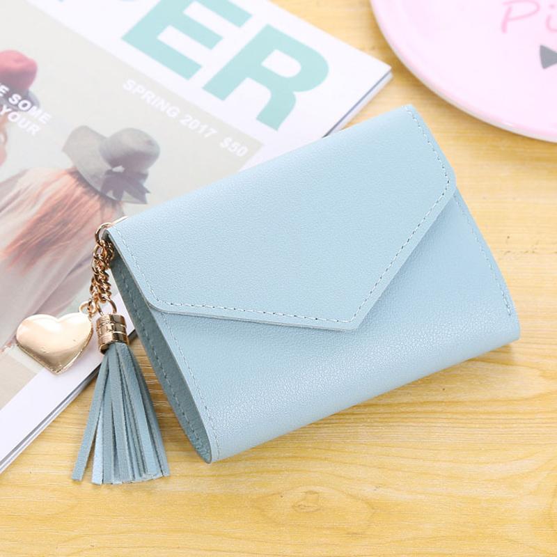 Brand Women Soft Leather Wallet Bag Small Tassel Card Holder Female Organizer Credit Card Case Zipper Coin Purse