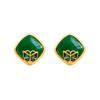 Gold-Plated Earrings with Silver Pins, Jade-Style Butterfly, and Sugar Square Inlay - Elegant, New Chinese Style.
