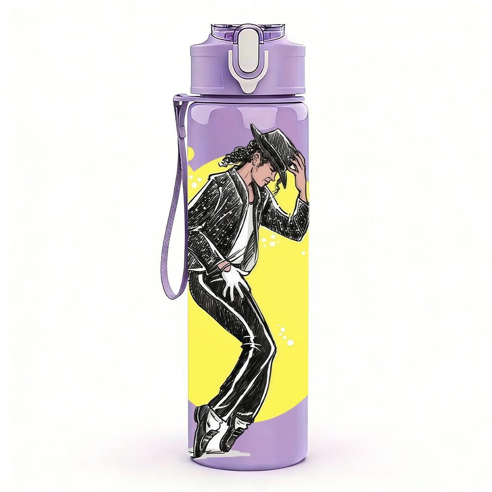 1PC Dancing Singer Silhouette 750ml Color Plastic Sports Water Bottle Leakproof Flip Straw Lid Suitable for Sports Office Home Use